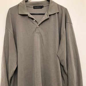 Bugatchi XL Long Sleeve Beige Polo. Absolute Class